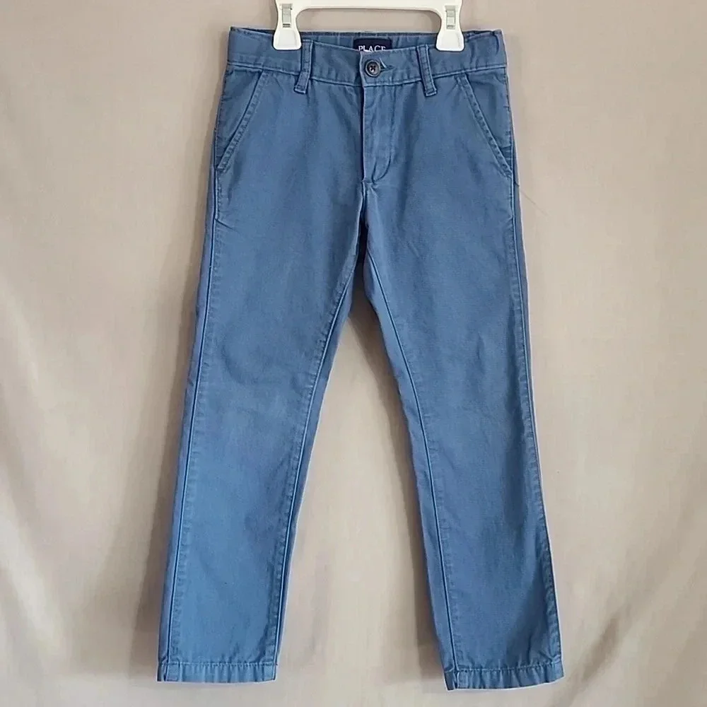 Boys The‎ Children's Place Uniform Skinny Chino Pants, Size 6, Bluestone, GUC
